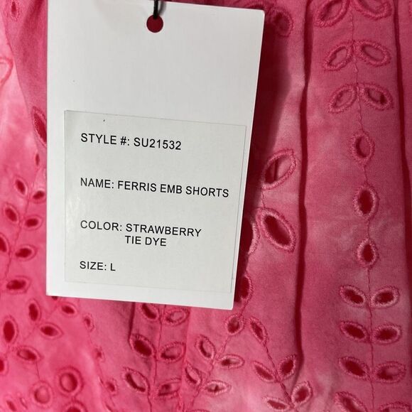 GENERATION LOVE Womens Pink Eyelet Ferris Embroidered Shorts NEW Scalloped Sz S - Picture 12 of 12